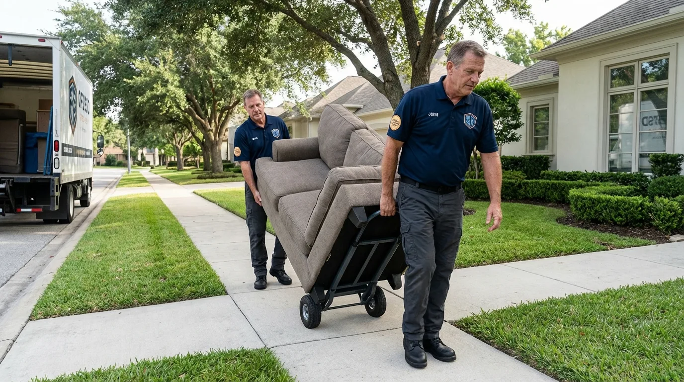 Local residential moving crew loading furniture in Brewster, NE